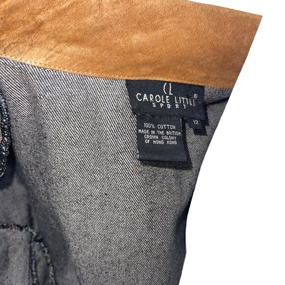 Carole Little Sport Vintage Womens Jacket Size 12 Blue Beaded Denim Leather - Picture 5 of 10